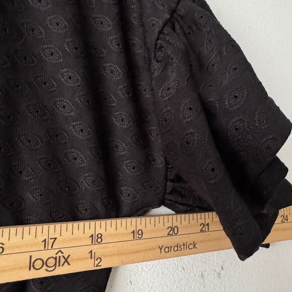 Michael Kors Dress Womens Medium Black Flutter Sleeve Front Tie Mini Whimsigoth - Picture 11 of 11